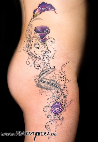 #Calla #flower #tattoo #curlicue #tattoos #color #tatts #rib #ink #colorful #inked #flowery #tattooart #custom #design #bodyat #work #tattooartist #rattattoo